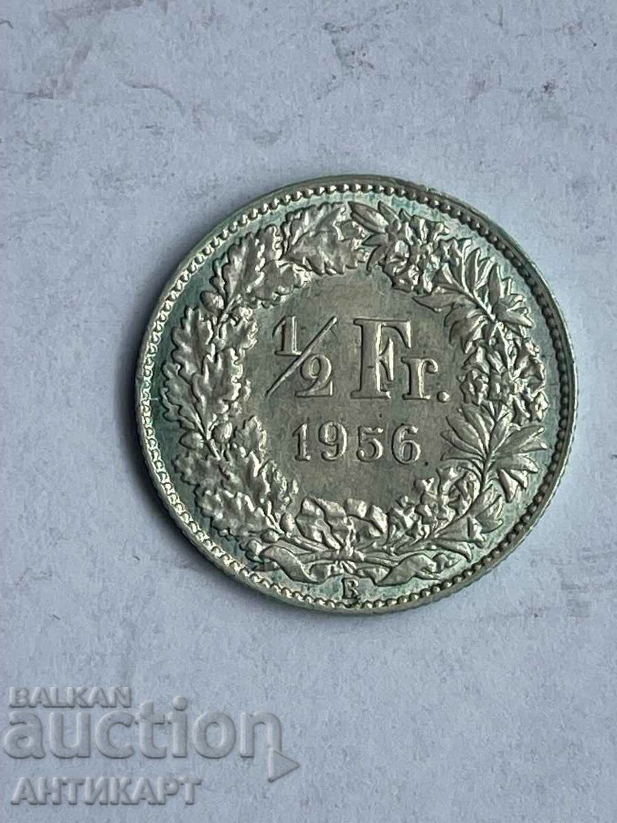silver coin 1/2 franc silver Switzerland 1956