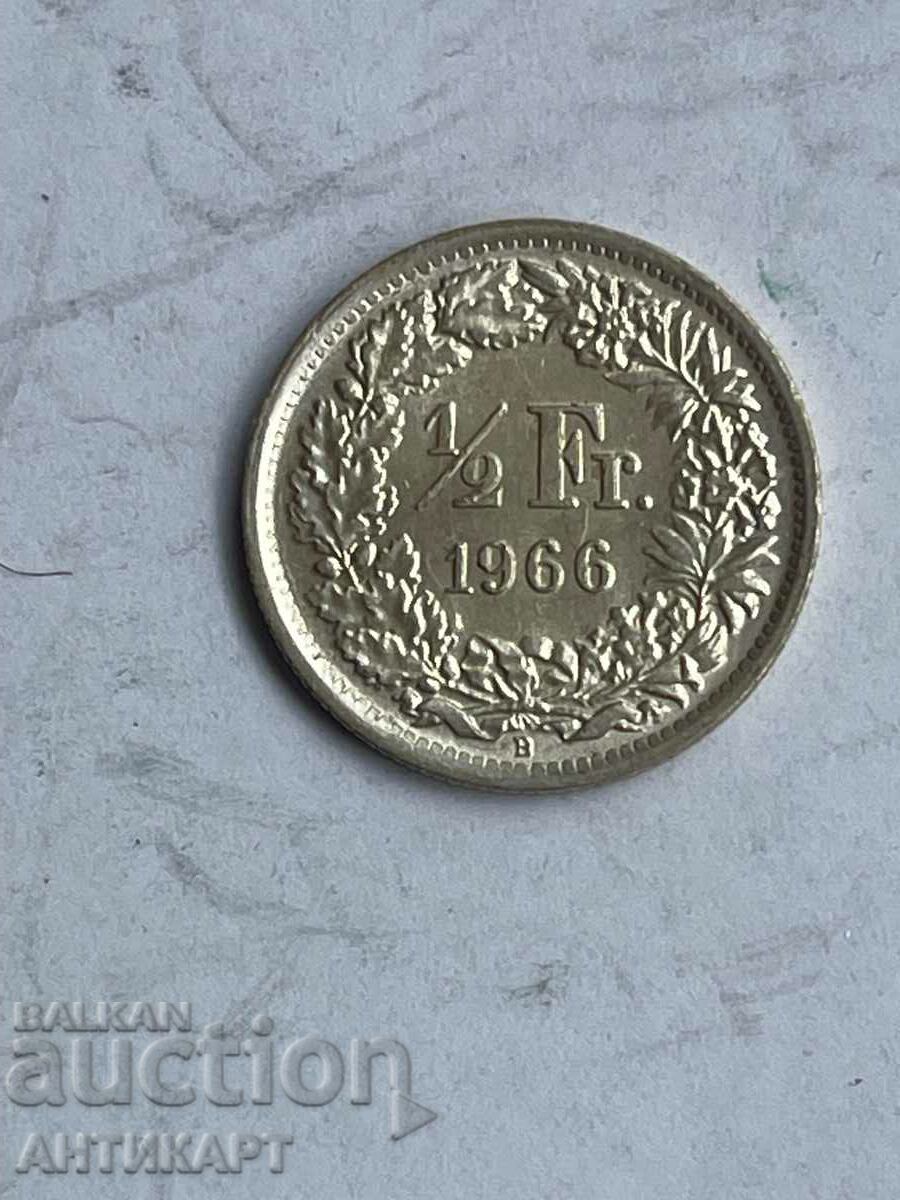 monedă de argint 1/2 franc argint Elveția 1966