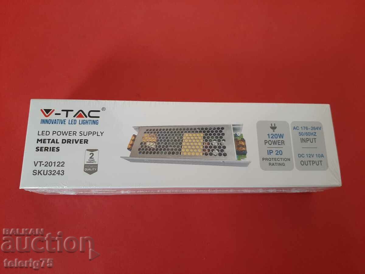 Power supply V-TAC Slim for LED strips 120W, 10A, 12V