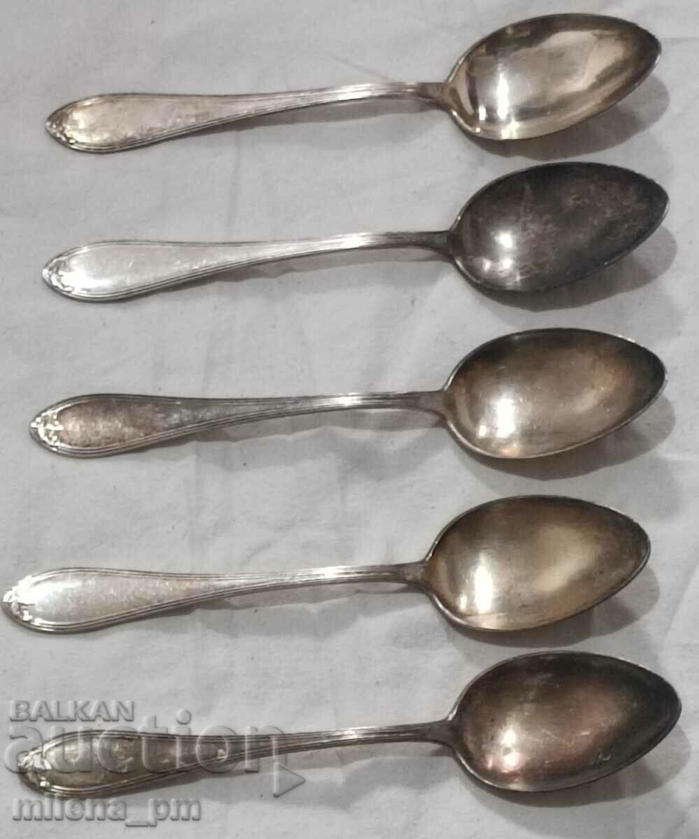 Lot de cinci linguri groase placate cu argint - 5