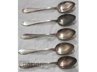 Lot of five thick silver plated spoons