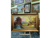 A wonderful large antique oil on canvas painting