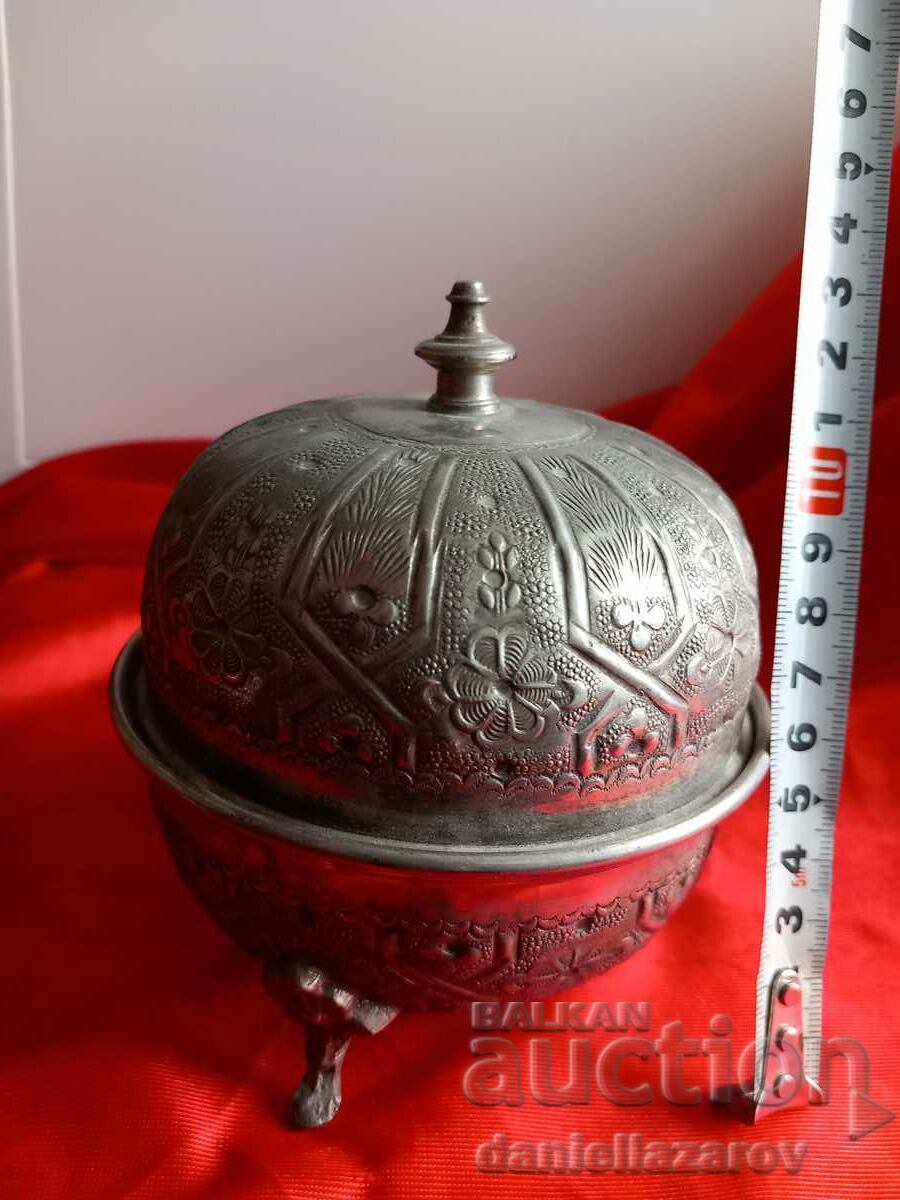 Стар ПЕРСИЙСКИ Посребрен Съд , Бонбониера, Захарница - 7