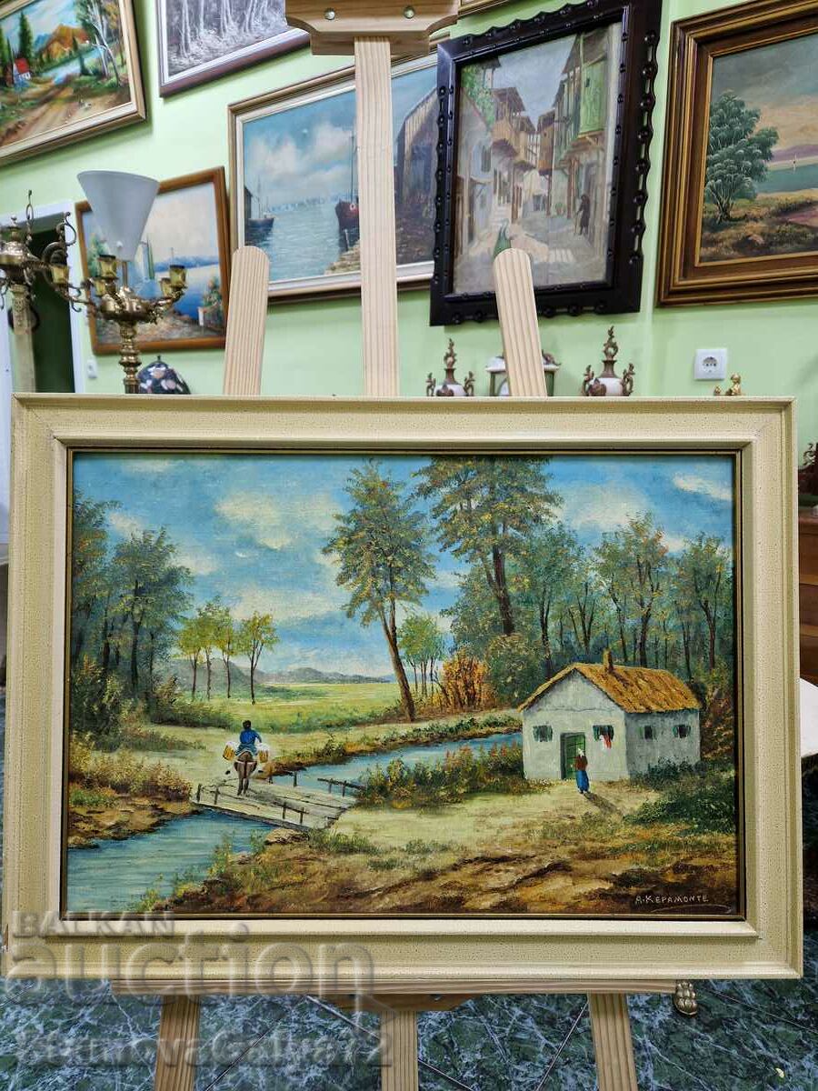 Very good antique oil on canvas painting