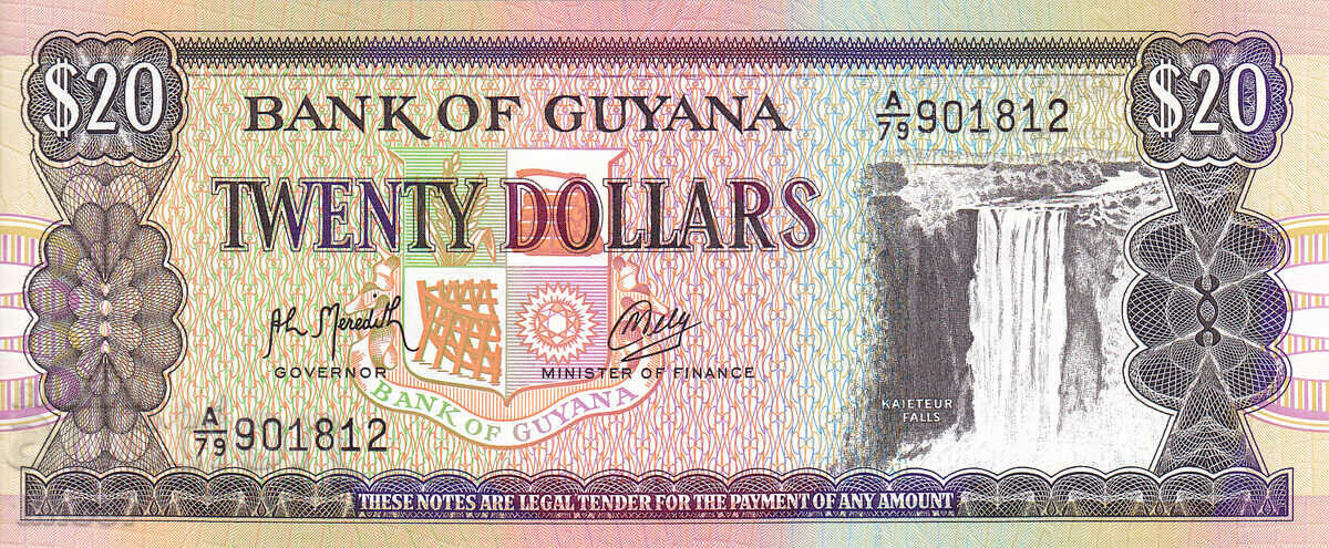 tino37- GUIANA - 20 DOLLARS - 1993/96 - UNC with price 2.90 BGN | € 1.48