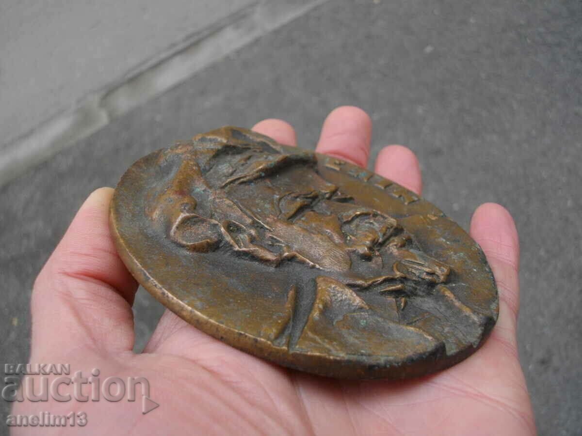 НАСТОЛЕН БРОНЗОВ МЕДАЛ ПЛАКЕТ ЛЕНИН LENIN - 6