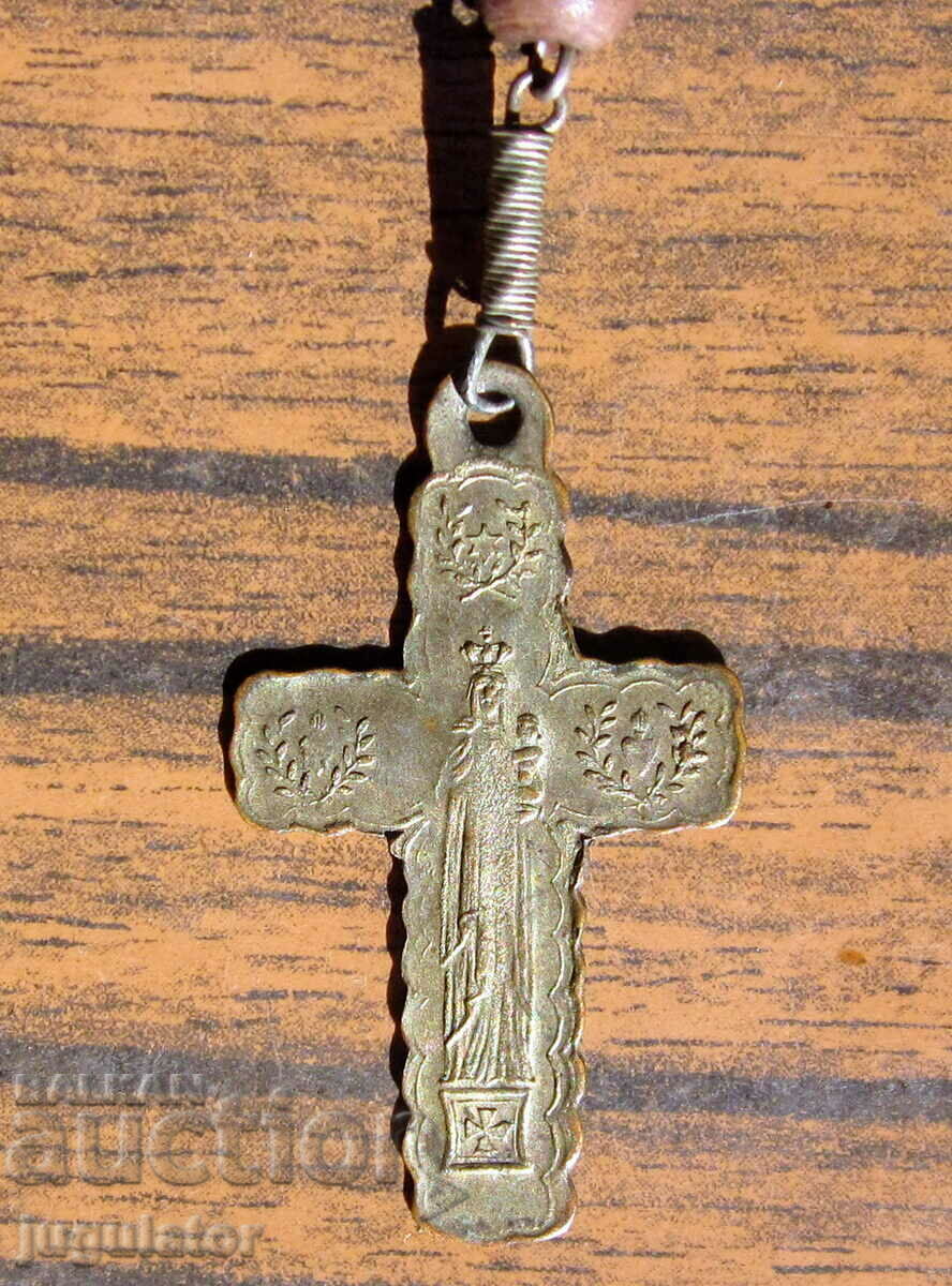 Auction antique religious catholic rosary with cross and icon Auction antique religious catholic rosary with cross and icon