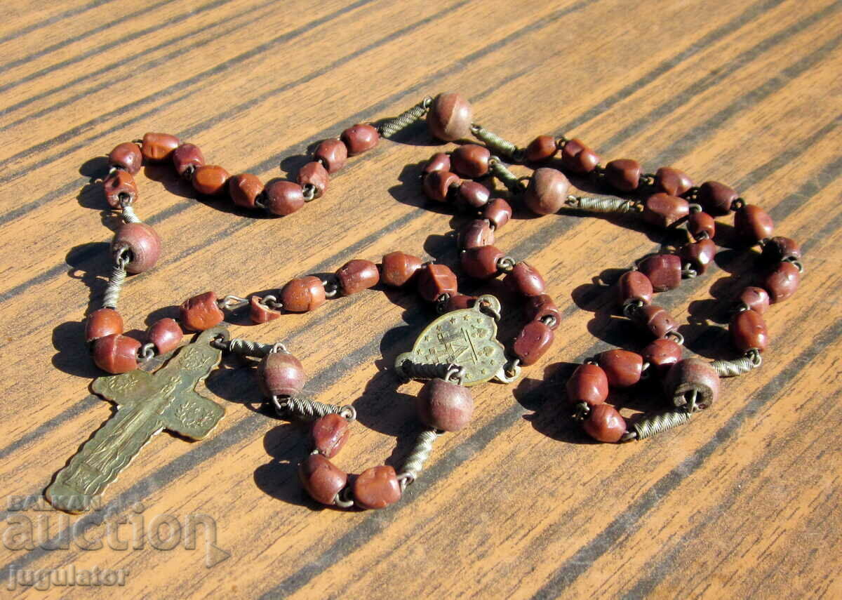 antique religious catholic rosary with cross and icon - 5 antique religious catholic rosary with cross and icon - 5