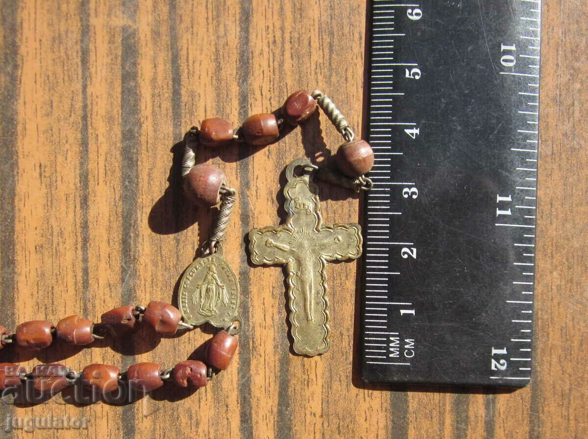 antique religious catholic rosary with cross and icon - 6 antique religious catholic rosary with cross and icon - 6