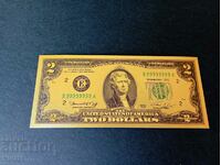 Banknote 2 dollars USA 2003 gold dollar American America