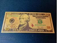 Banknote 10 dollars USA 2003 gold dollar America