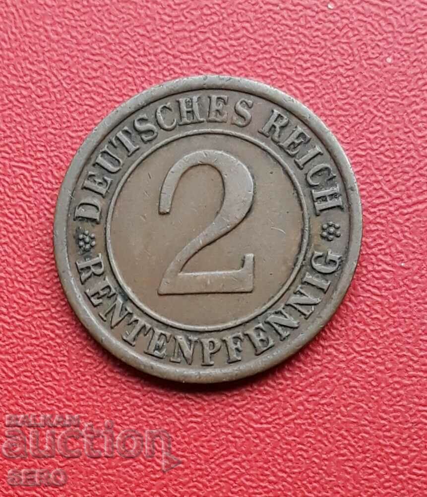 Germany-2 pfennig 1923 F-Stuttgart-rare year