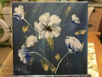 Relief oil painting flowers