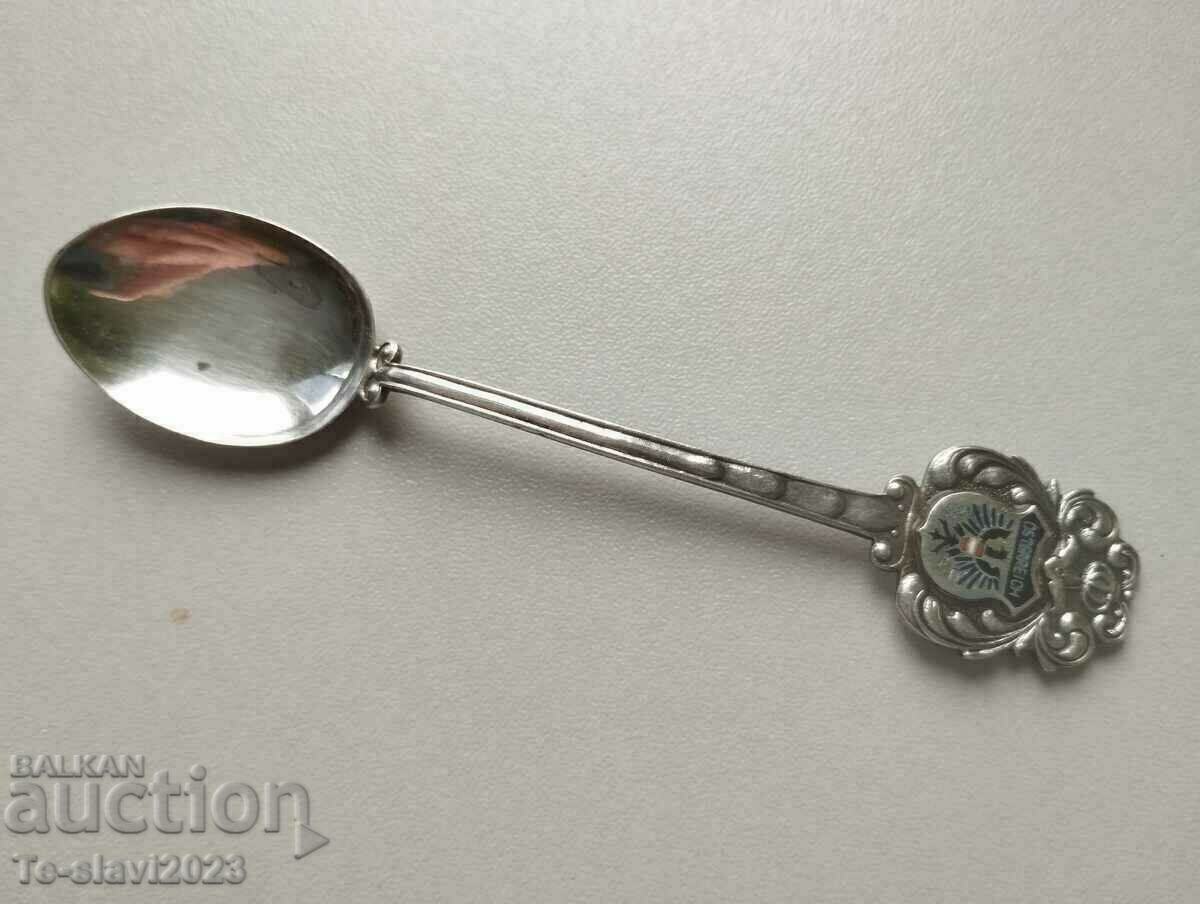 Old silver coffee spoon, enamel Austria