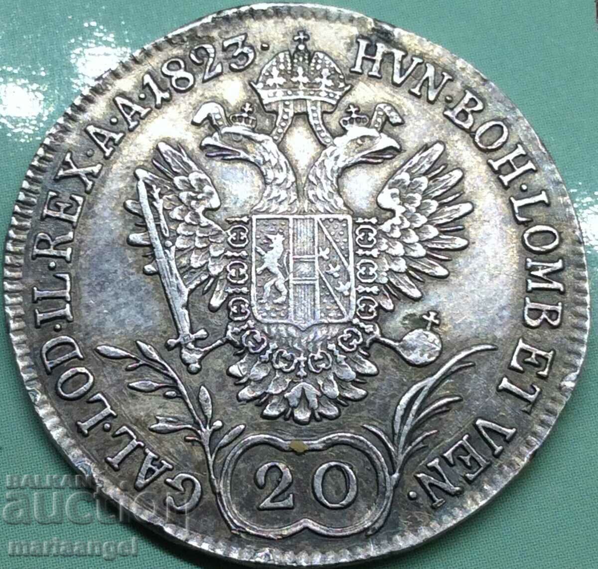 20 Kreuzer 1823 Austria A - Viena Francisc I - Rar!