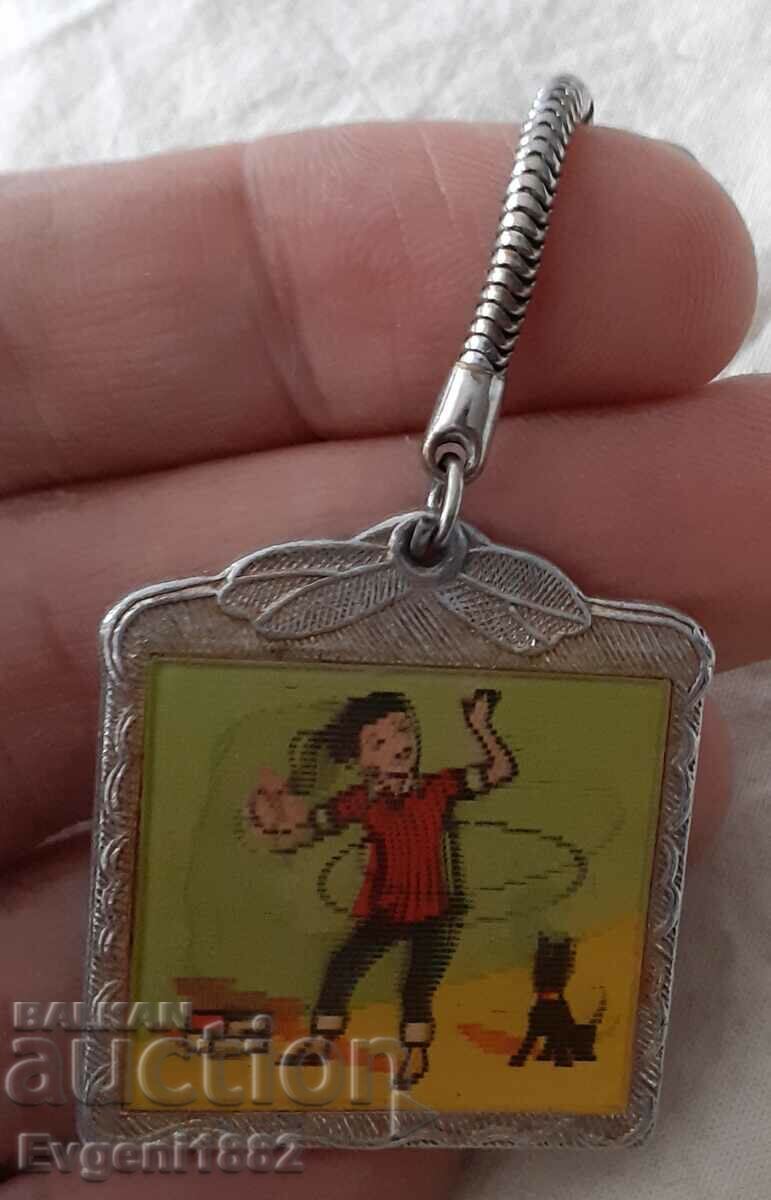 Auction Old Stereo Keychain Girl Child Dog Auction Old Stereo Keychain Girl Child Dog