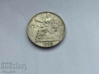 1922 Italy One Lira Coin Italia Bvono
