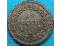 France 1 Decim LaN 5 (1796-1797) 20.22g Bronze