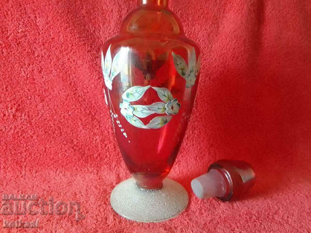Delivery of Old Jug Carafe red glass Bohemia hand painted Delivery of Old Jug Carafe red glass Bohemia hand painted