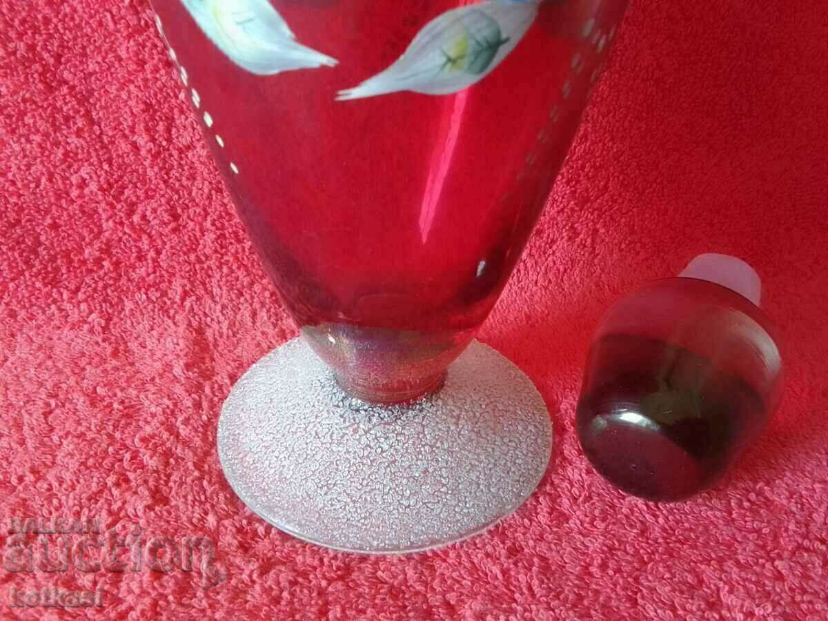 Old Jug Carafe red glass Bohemia hand painted - 5 Old Jug Carafe red glass Bohemia hand painted - 5