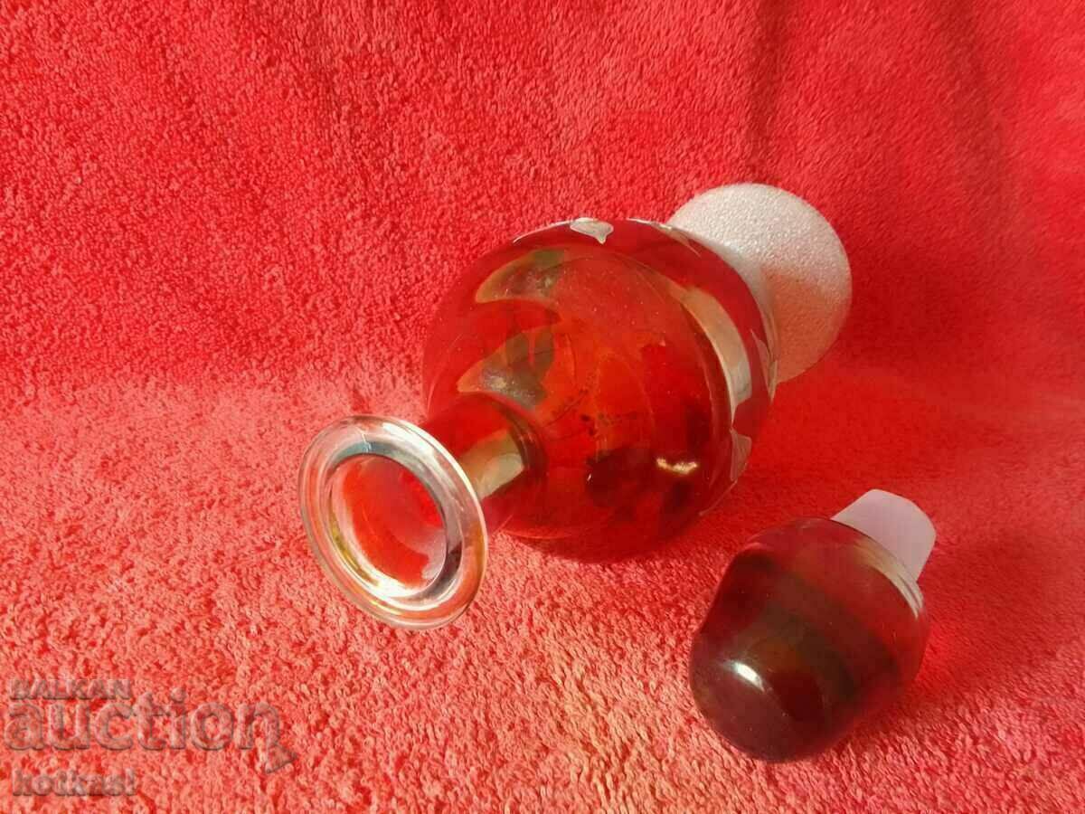 Old Jug Carafe red glass Bohemia hand painted - 6 Old Jug Carafe red glass Bohemia hand painted - 6