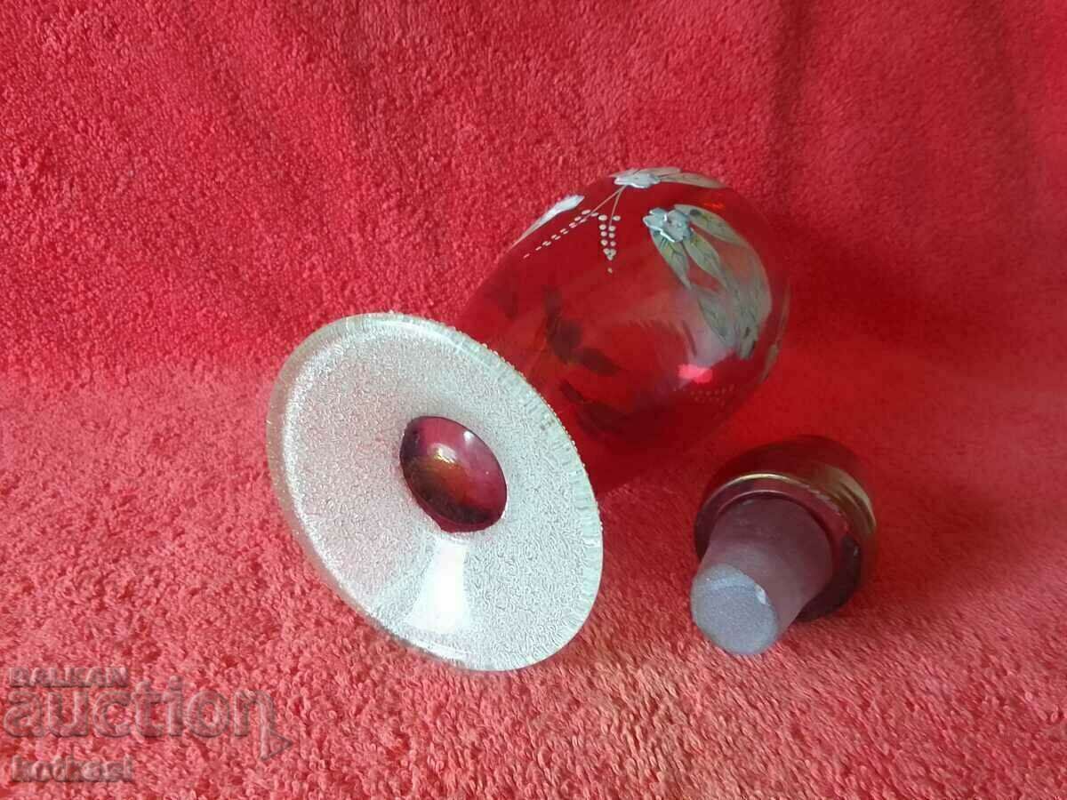 Old Jug Carafe red glass Bohemia hand painted - 7 Old Jug Carafe red glass Bohemia hand painted - 7