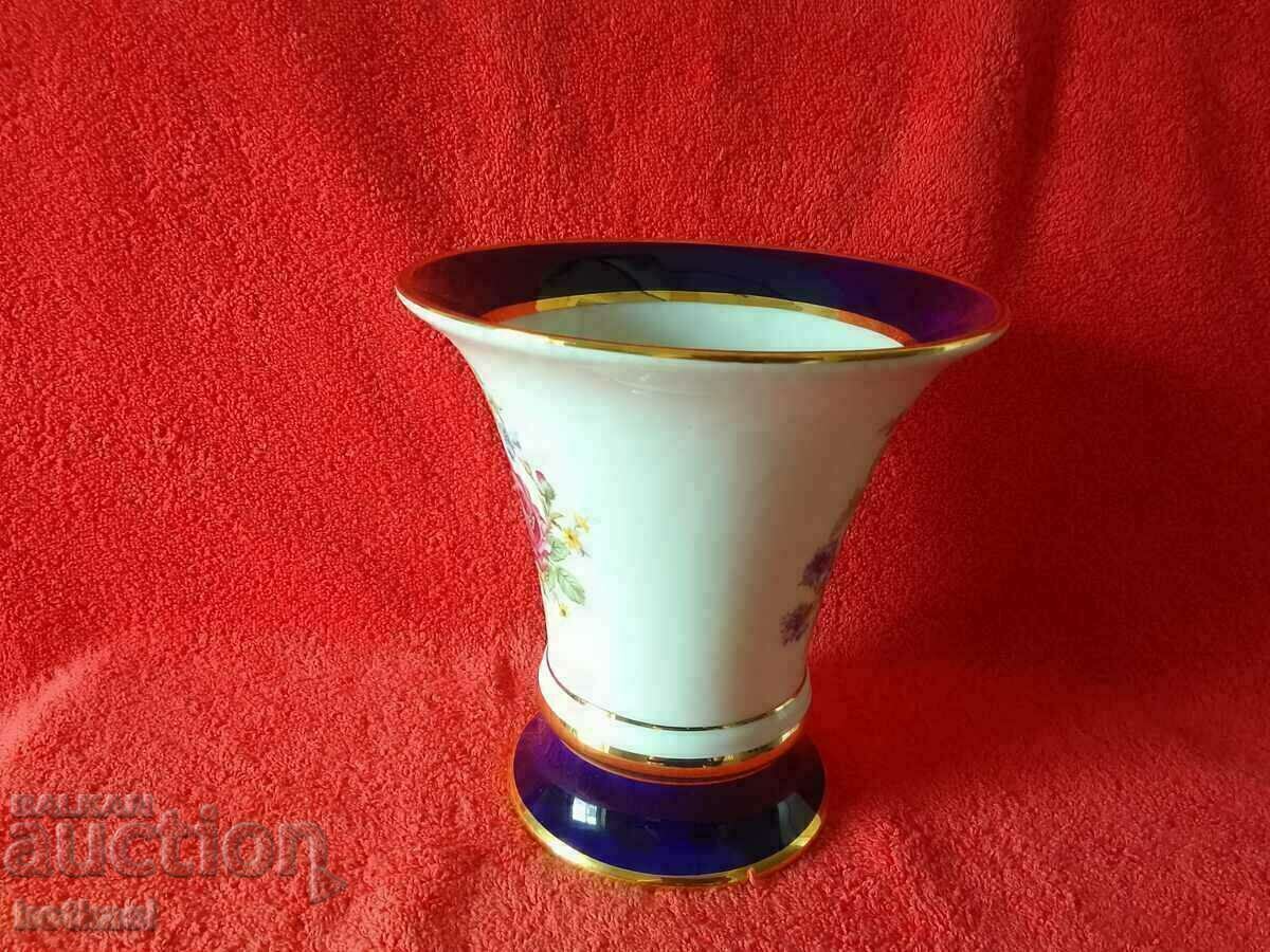 Porcelain vase ROYAL DUX Cobalt Meissen bouquets gilding with price 235.50 BGN | € 120.41