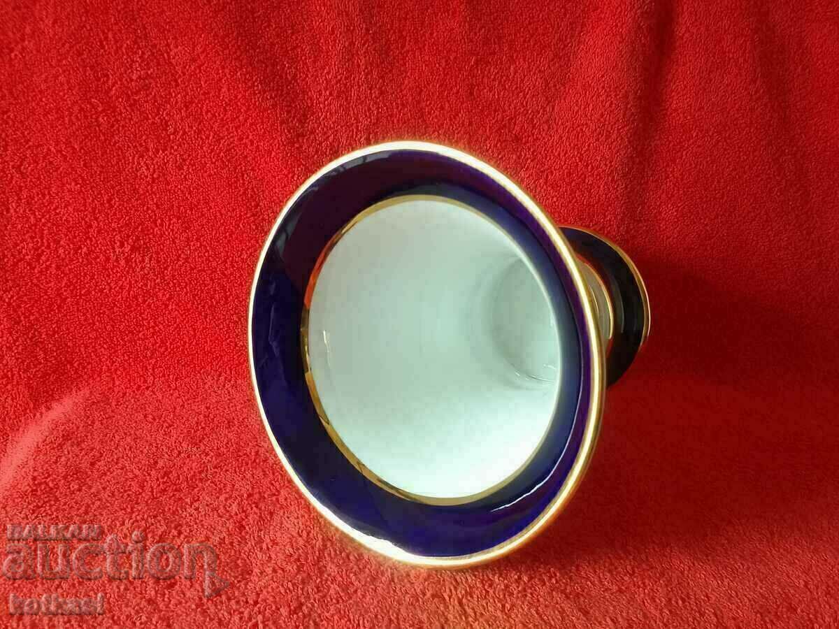 Porcelain vase ROYAL DUX Cobalt Meissen bouquets gilding - 5