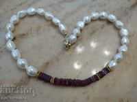 Colier/Perle/Bijuterii placat cu argint, perle și rubin