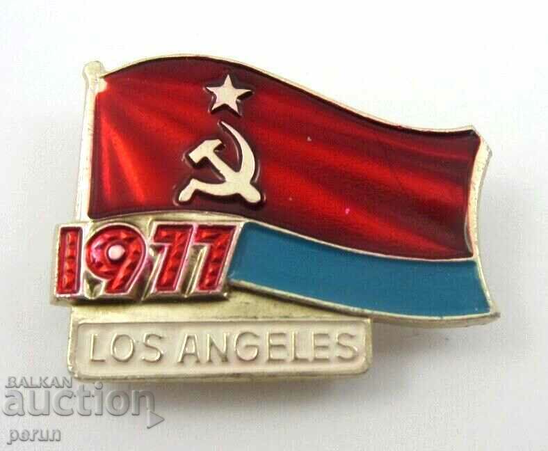 SOVIET PROPAGANDA IN LOS ANGELES-1977-RARE SIGN