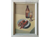Pictură, natură moartă cu bere și crabi, hud. P. Petkov (1924-1976)