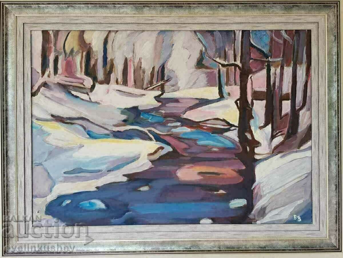 Large oil painting "Snowy"