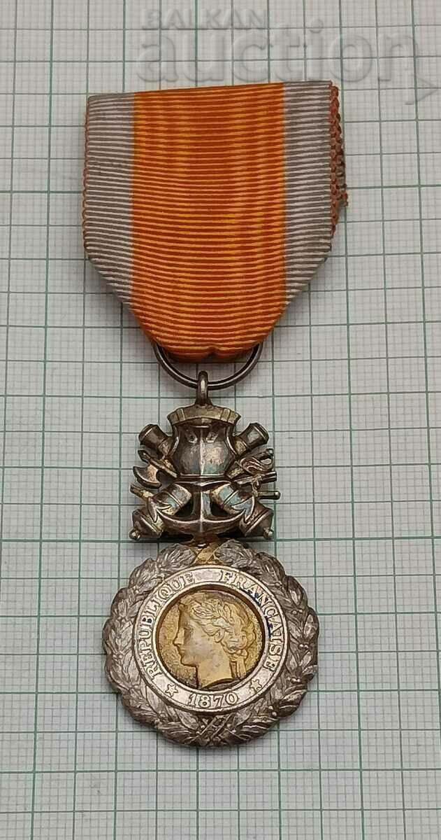 FRANCE SILVER MEDAL 1870 VALEUR ET DISCIPLINE FRANCE SILVER MEDAL 1870 VALEUR ET DISCIPLINE