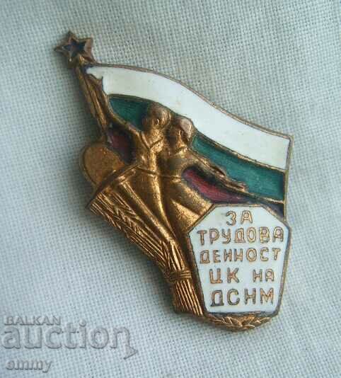 Badge - "For labor activity, Central Committee of DSNM", Komsomol
