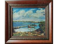 Картина, лодки, море, худ. Й. Сколаковъ, 1941 г.