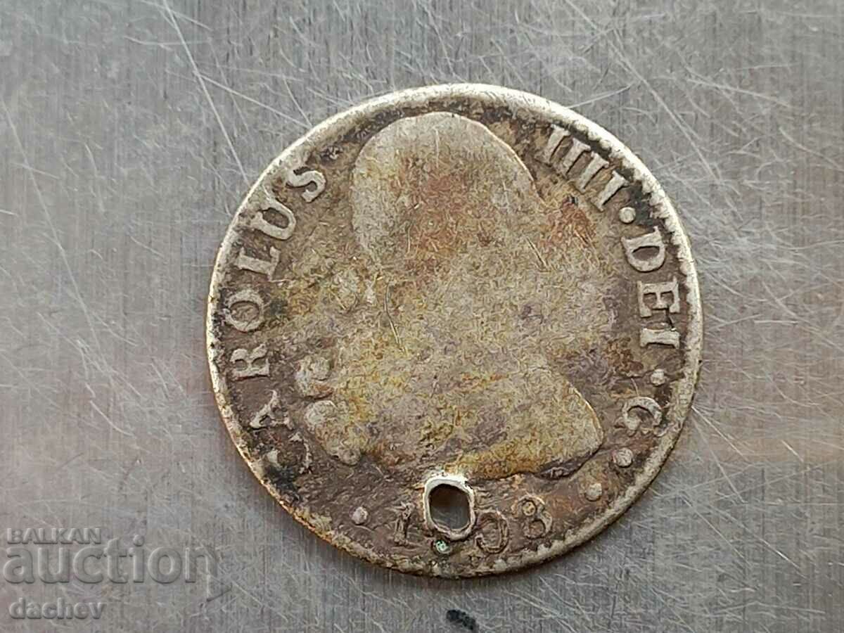 Rare Old Spain 1808 Jeweled Silver Coin with price 37.00 BGN | € 18.92 Rare Old Spain 1808 Jeweled Silver Coin with price 37.00 BGN | € 18.92