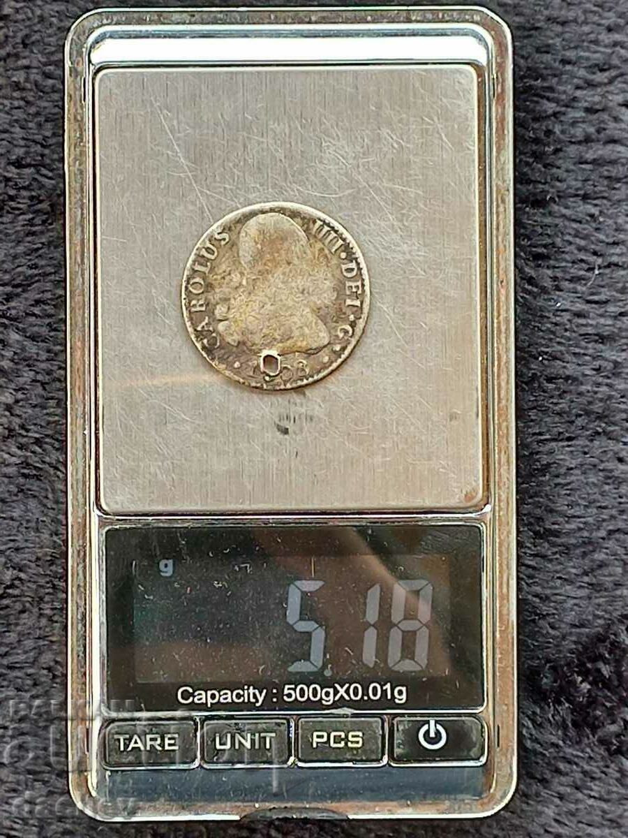 Delivery of Rare Old Spain 1808 Jeweled Silver Coin Delivery of Rare Old Spain 1808 Jeweled Silver Coin