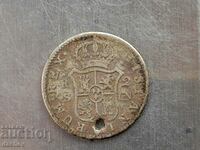 Rare Old Spain 1808 Jeweled Silver Coin