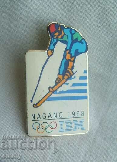 Nagano 1998 Winter Olympics Badge, IBM. Email
