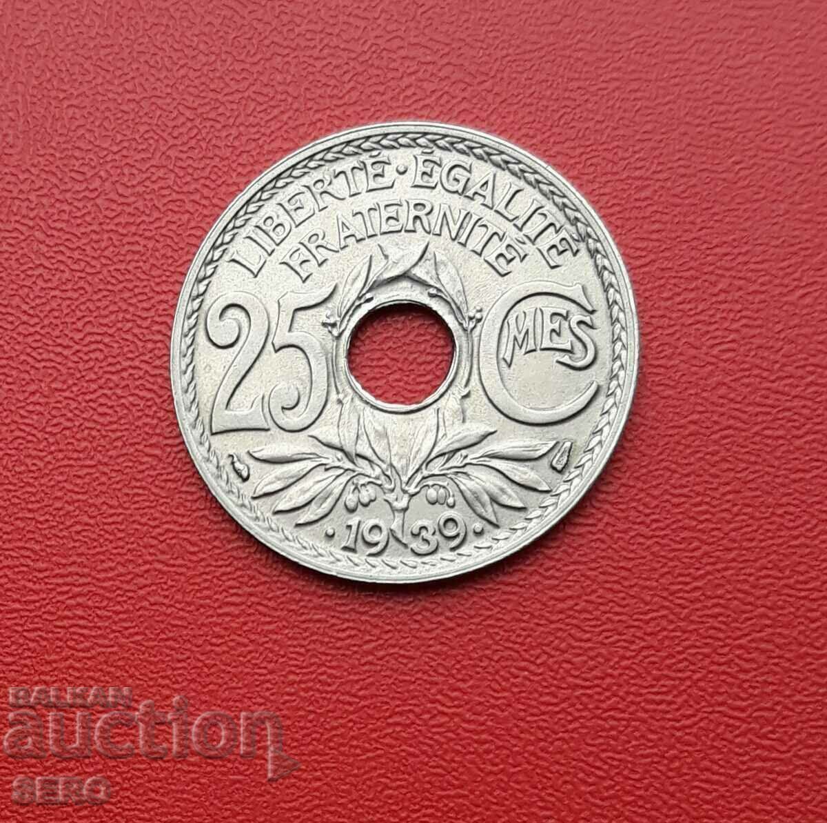 Франция-25 цента 1939-отл.запазена