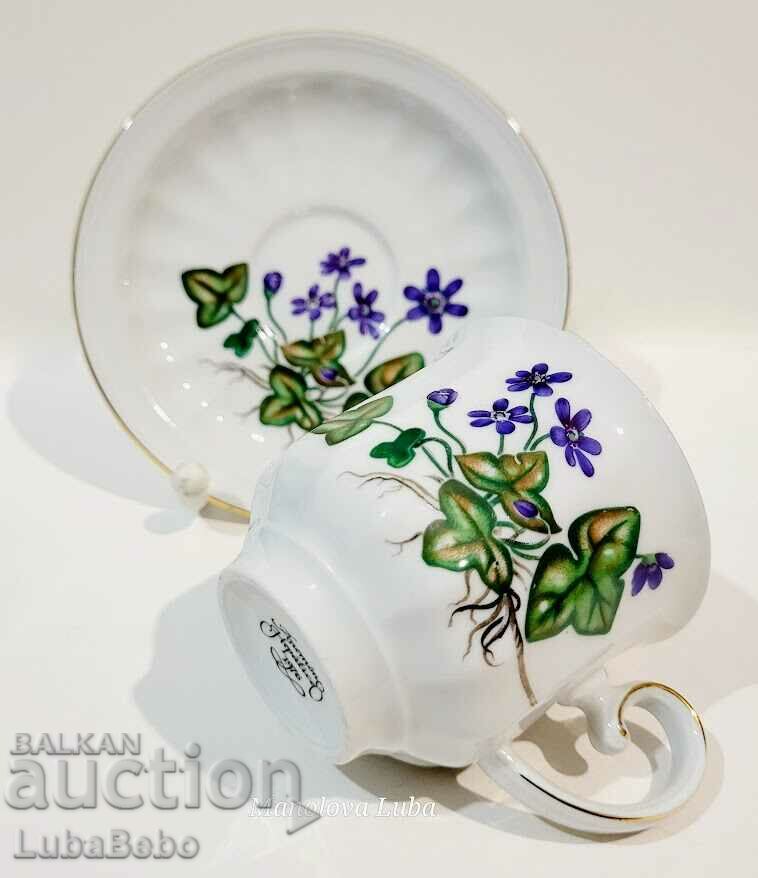Delivery of Carl von Linne porcelain cup and saucer, "Anemone Hepatica Delivery of Carl von Linne porcelain cup and saucer, "Anemone Hepatica