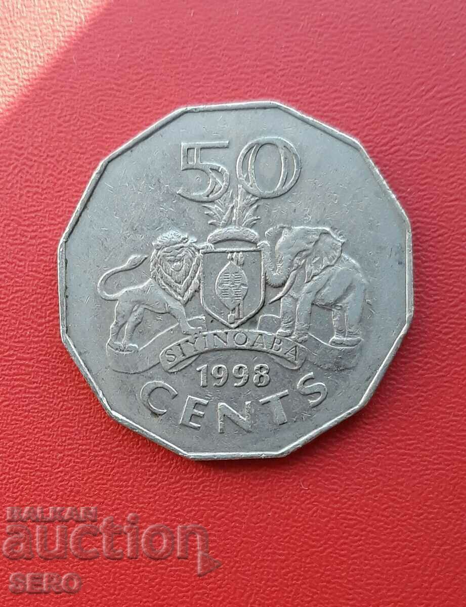 Swaziland-50 cents 1998
