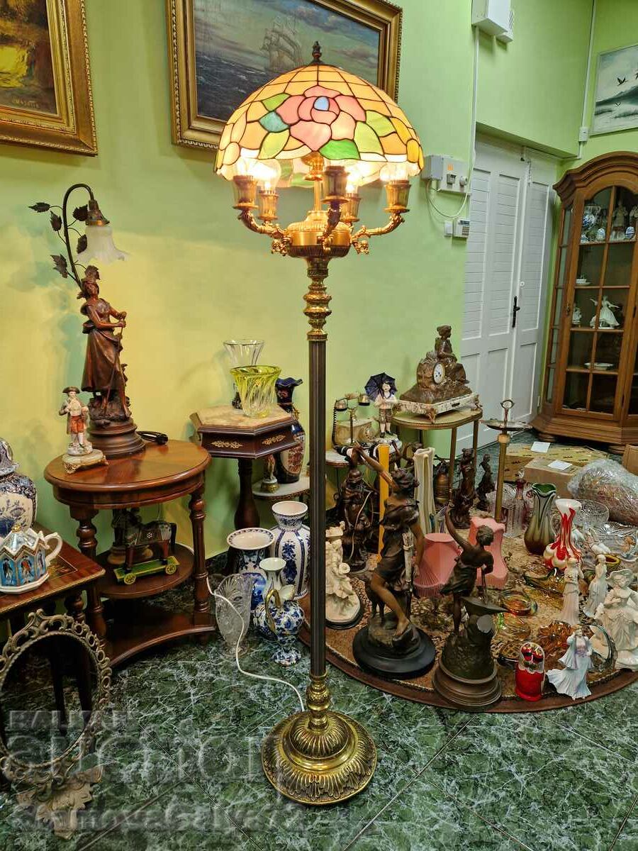 Unique antique Dutch bronze floor lamp