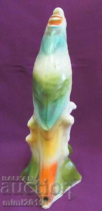 Auction  60's Vintich Porcelain Figure for Night Lamp-Parrot
