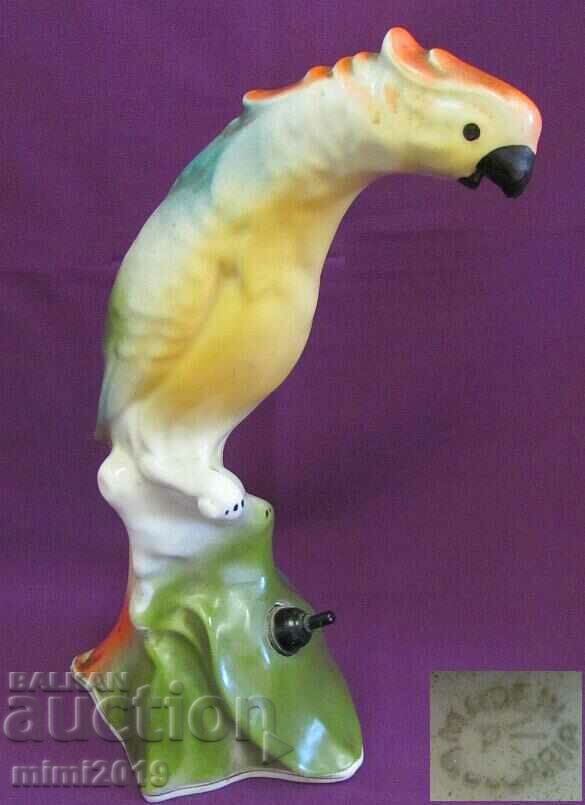 60's Vintich Porcelain Figure for Night Lamp-Parrot