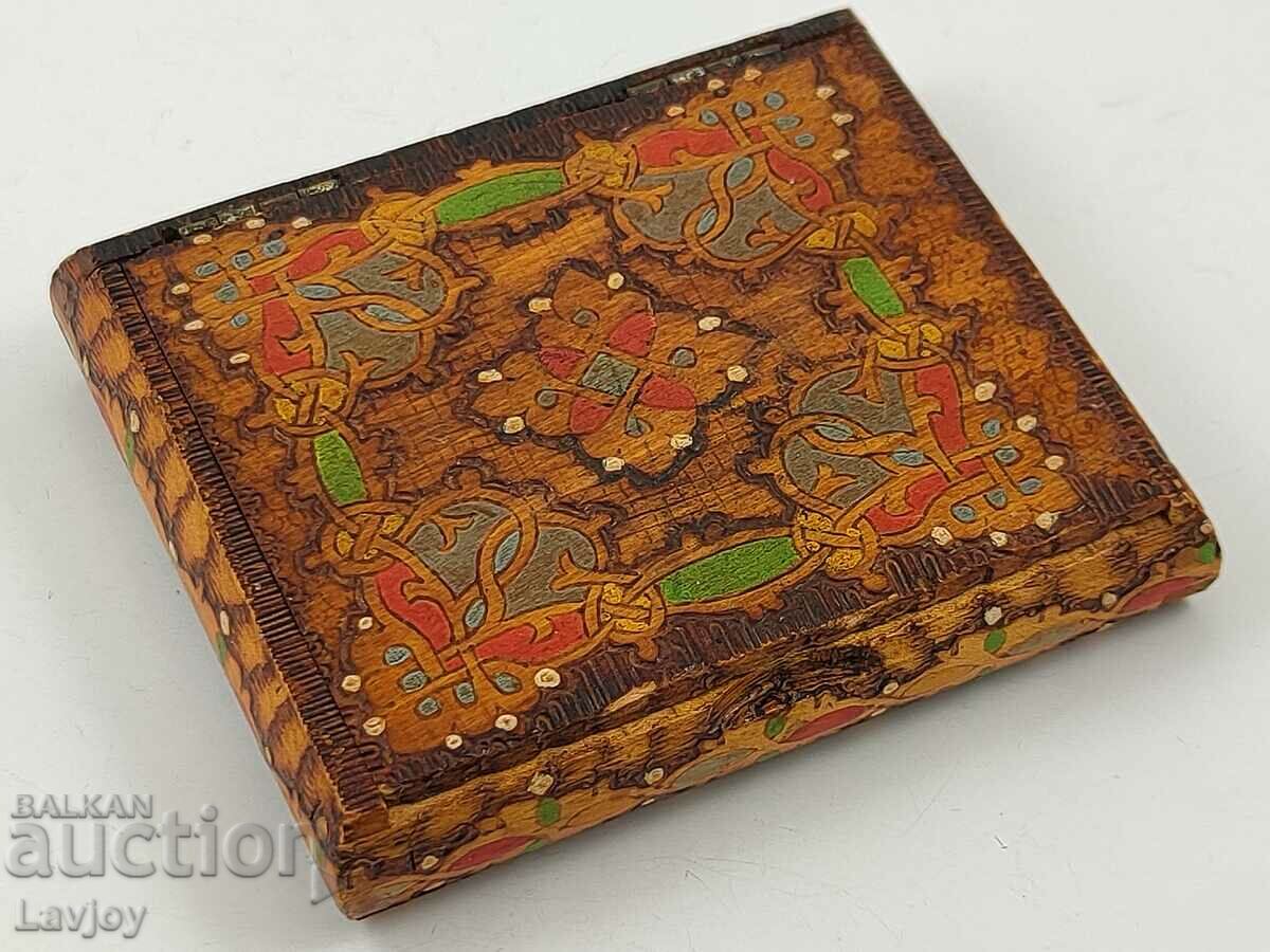 Small wooden pyrographed box