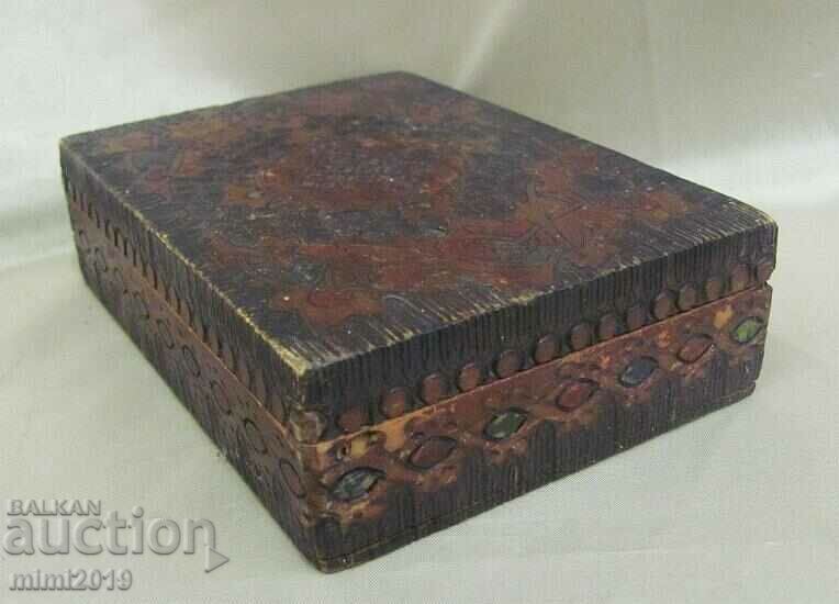 Auction 19th Century Wooden Jewelry Box Folk Motifs Auction 19th Century Wooden Jewelry Box Folk Motifs