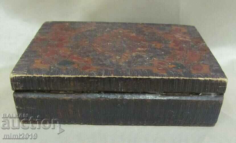 19th Century Wooden Jewelry Box Folk Motifs - 5 19th Century Wooden Jewelry Box Folk Motifs - 5