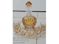 West German service 8 cup decanter yellow glass