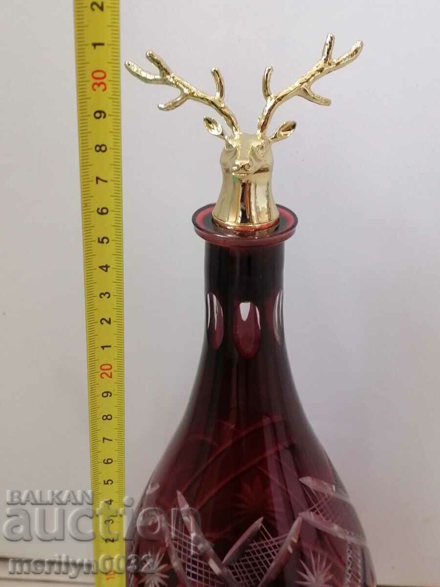 Auction  Bohemian crystal service 6 cups decanter red glass